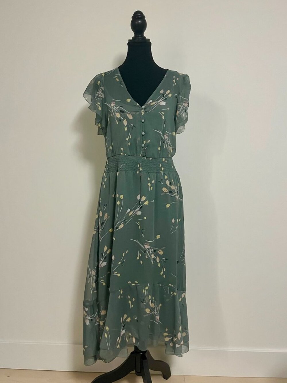 White House Black Market Green with Floral Dress